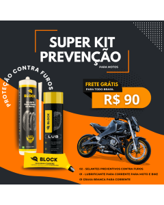Kit Preventivo para Moto - Selante preventivo + Lubrificante + Graxa Branca